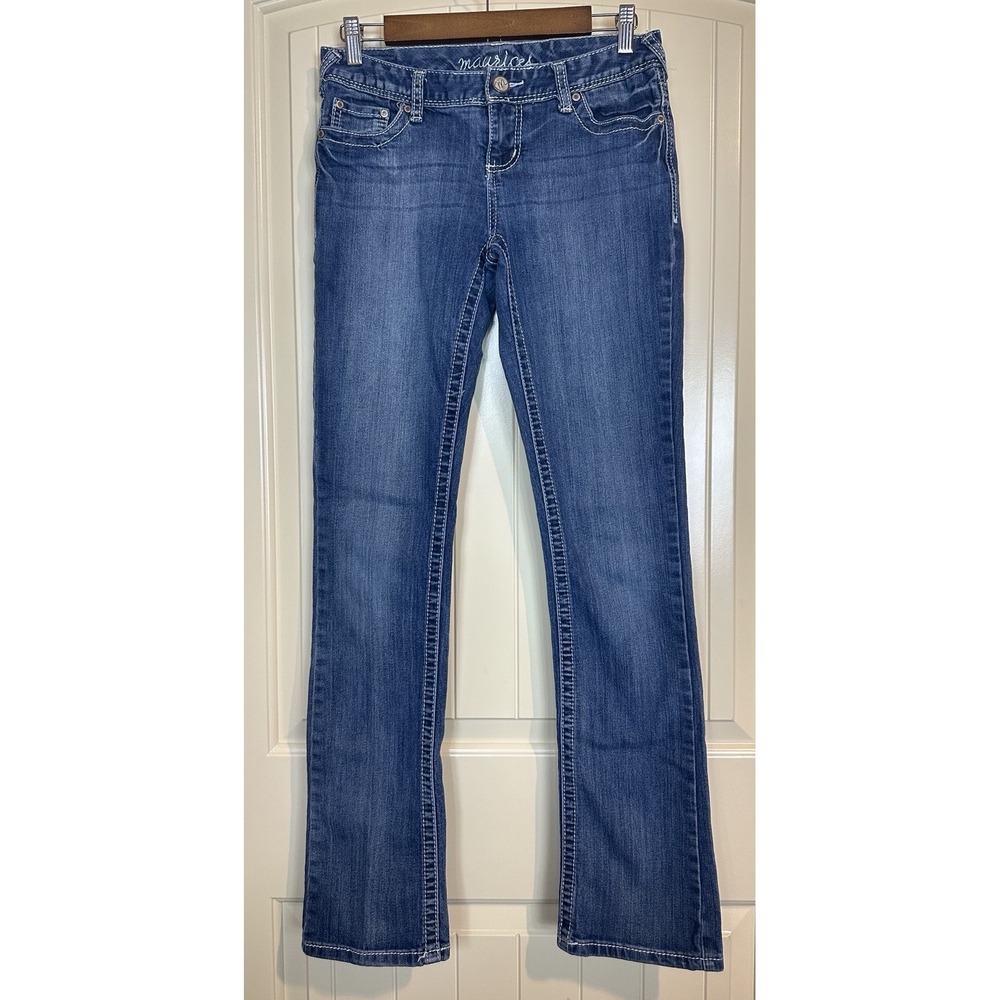 Maurices‎ Jeans Womens 3 4 Long Low Rise Straight Leg Stretch Denim Classic Fit